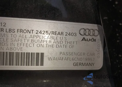 2012 Audi A4 2.0T Premium z USA, uszkodzony, nr VIN WAUAFAFL6CN019957